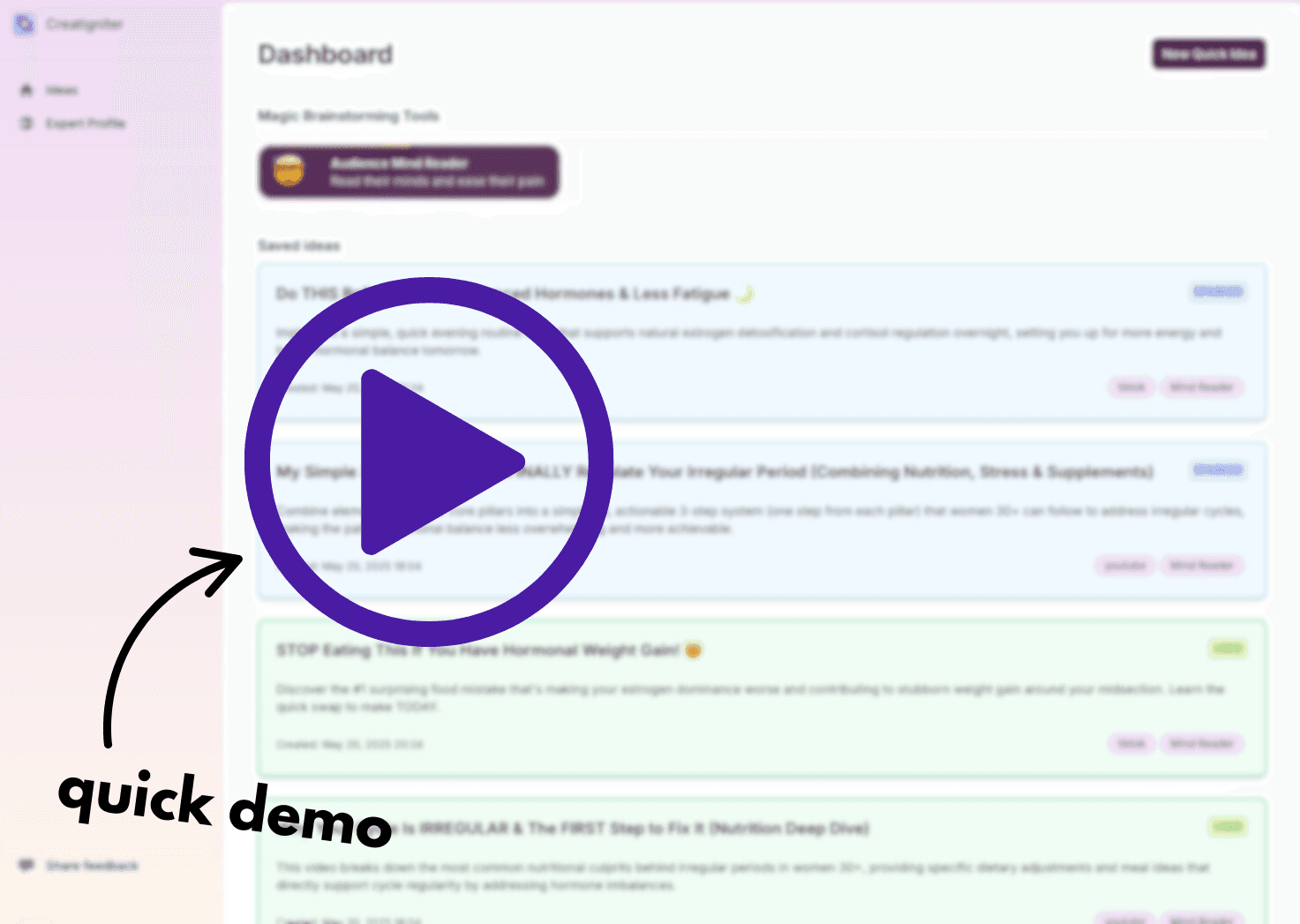 Quick demo video of Creatigniter